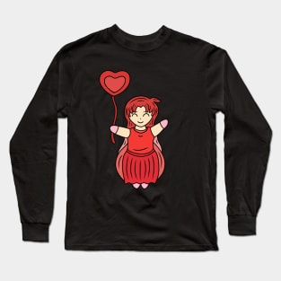 Cute kawaii girl with balloon Long Sleeve T-Shirt